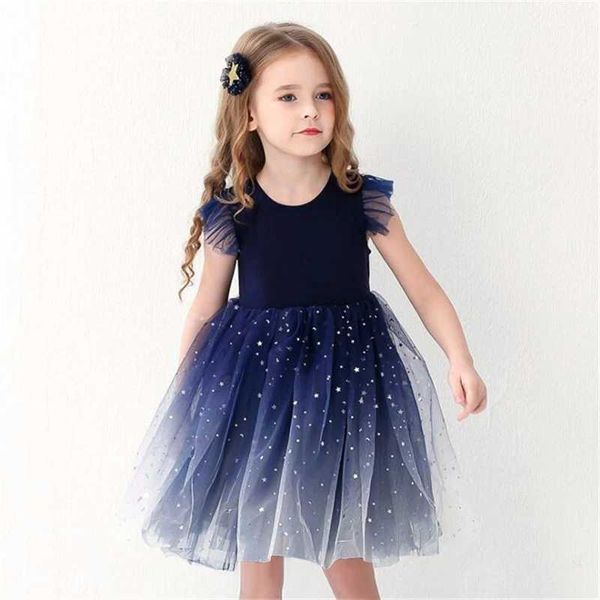 Abiti da ragazza LJMOFA Abito estivo da ragazza Abito da principessa Star senza maniche in tulle Tutu per 4-8 anni Festa di compleanno per bambini Abito shaggy Abbigliamento per bambini D229L2402