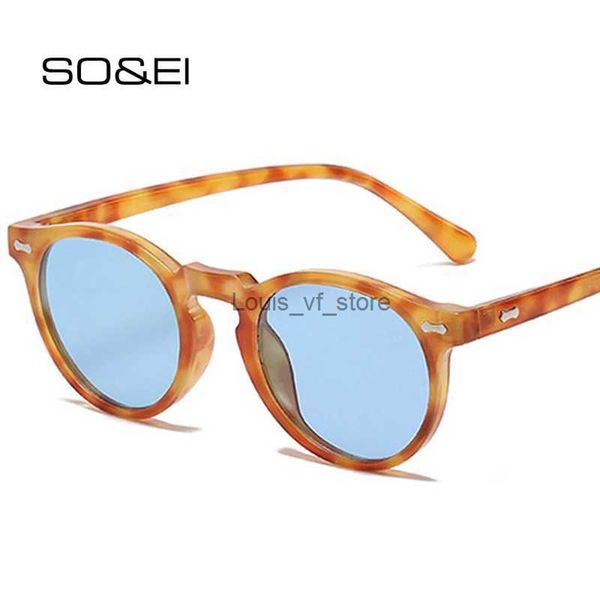 Óculos de sol tão ei retro redondo polarizado óculos de sol feminino moda rebites decoração tons uv400 homens punk verde escuro óculos de sol h24223