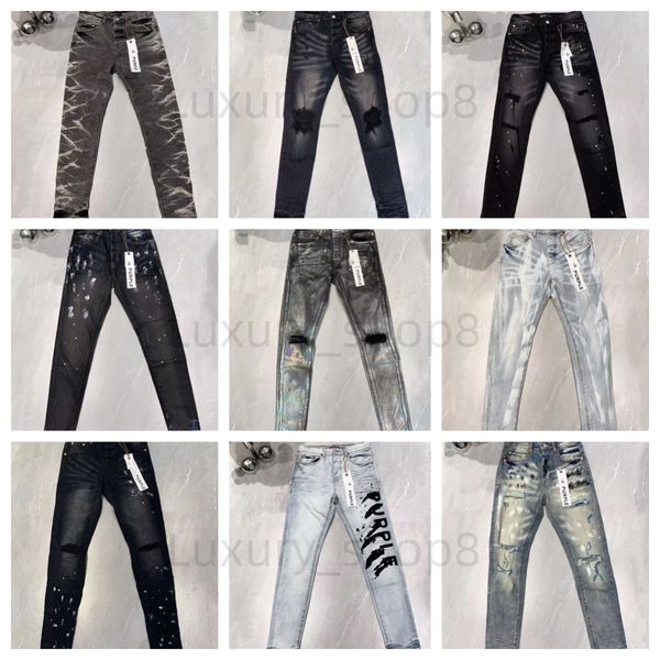 Amirir Jeans Purple Jeans Street Mode Designer Männer fliegen schwarze Stretch Elastizität Röhrenjeans Knöpfe Fliegen Hip Hop Brand Hosen Jeans für Frauen weiße schwarze Hosen 28-40