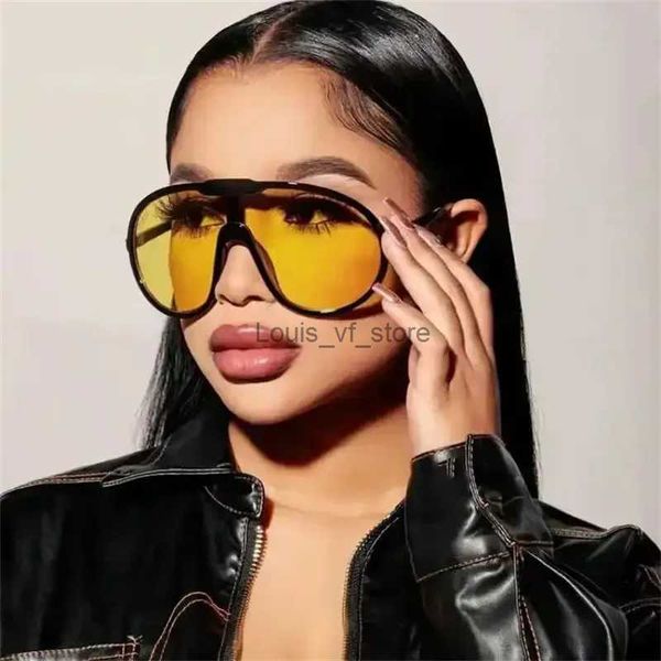 Sonnenbrille Vintage One Piece Champagner Sonnenbrille für Frauen neue Mode übergroße Sonnenbrille weibliche elegante Farbtöne 365 H24223