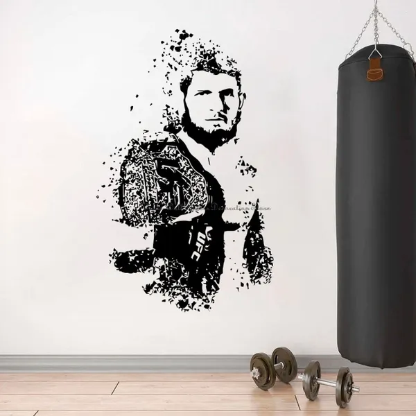 Adesivi murali Ultimate Fighting Champion Star Portrait Adesivo Fitness Boxing Club Combattimento gratuito Amanti dello sport Decalcomania per la casa