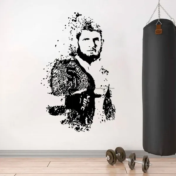 Adesivos de parede Ultimate Fighting Champion Estrela Retrato Adesivo Fitness Boxe Clube Livre Luta Amantes de Esportes Decoração de Casa Decalque