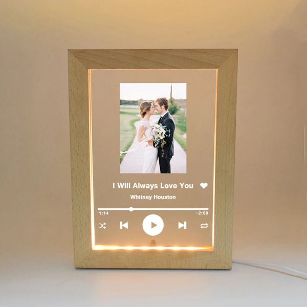 Ювелирные ювелирные настройки альбома картинка Music Glassify Code Photo рамка персонализированная акриловая доска светодиодная лампа Nightlight День святого Валентина подарок