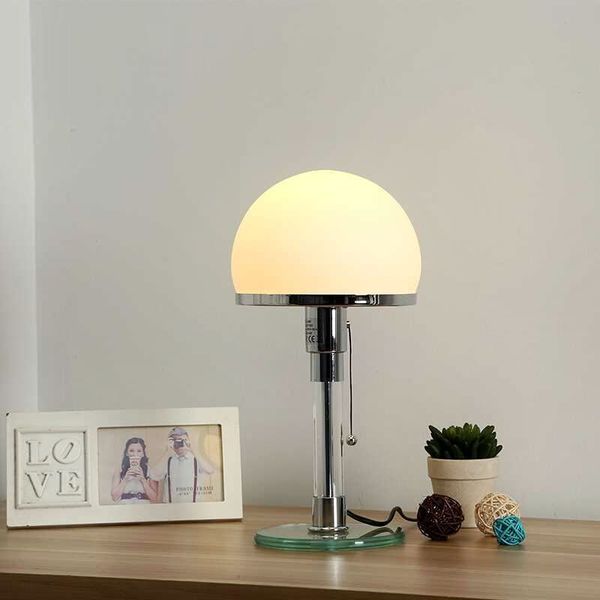 Lampada da tavolo in vetro Bauhaus Luce notturna da scrivania nordica con lampadina LED E27 AU EU UK US Plug 85-265V per camera da letto Soggiorno Hotel Studio