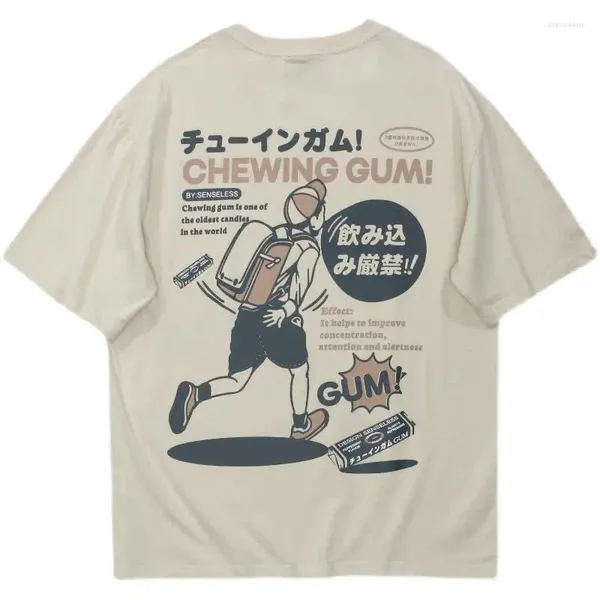 Herren T-Shirts Japanische Cartoon Vintage Grafik Shirt für Männer 100 Baumwolle Harajuku Anime T-Shirt Kurzarm Hip Hop T-Shirts Frauen Teenager