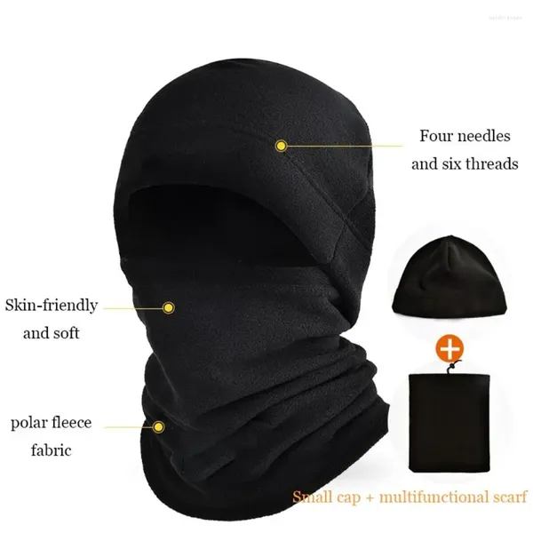Berets Fleece Thermal Head Cover Proteção de Orelha Balaclava Cachecol Bonnet Chapéu Gorros Inverno Máscara Facial Pulôver Cap Men