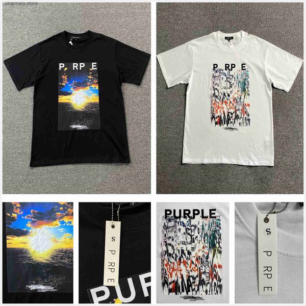 Mens camisetas camisa roxa designer camiseta gráfico camisetas roupas algodão graffiti mal diversão cor impressão esboço pintura a óleo padrão rua graffiti encaixe solto