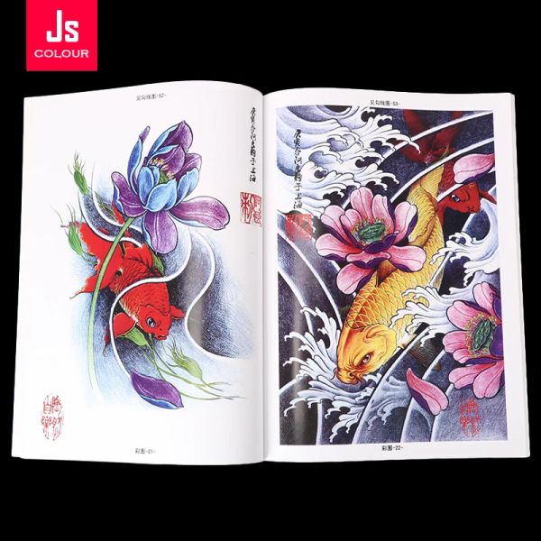 Livro de tatuagem de armas china auspicioso ruyi carpa bênção belo padrão design atlas acessórios de tatuagem para iniciantes fornecimento de artista