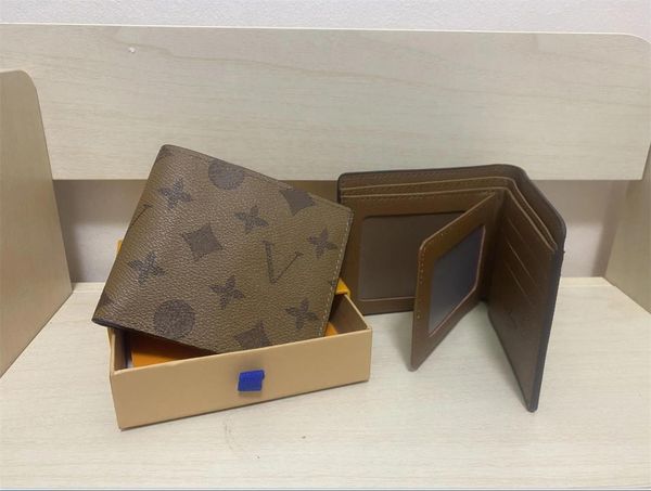 Üst lüks orijinal deri cüzdan moda tasarımcı cüzdanlar retro el çantası erkekler için klasik kart tutucular para çantası kutu 888 ile ünlü debriyaj cüzdanı