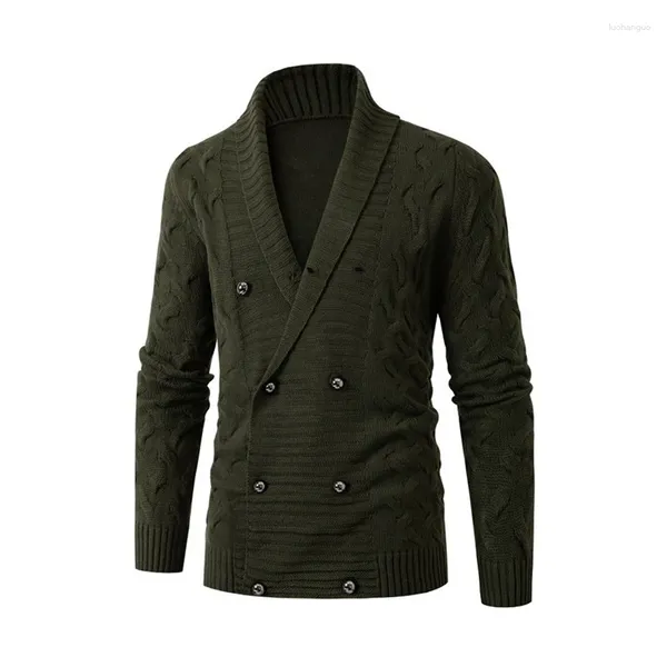 Camisolas masculinas 2024 outono inverno casual elegante engrossado malha cardigan camisola luxo elegante streetwear estilo casaco