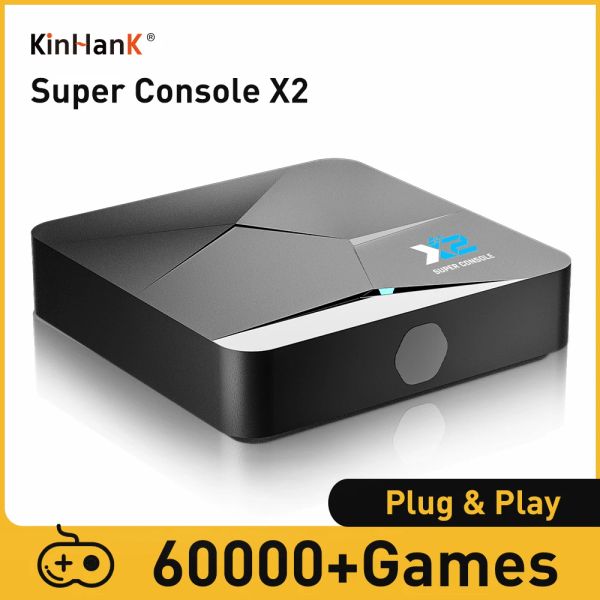 Consoles KINHANK Super Console X2 60000 Game Retro Game Console Suporte NAOMI / SS / DC / MAME Presente para criança com Gamepad Game Player Saída HD