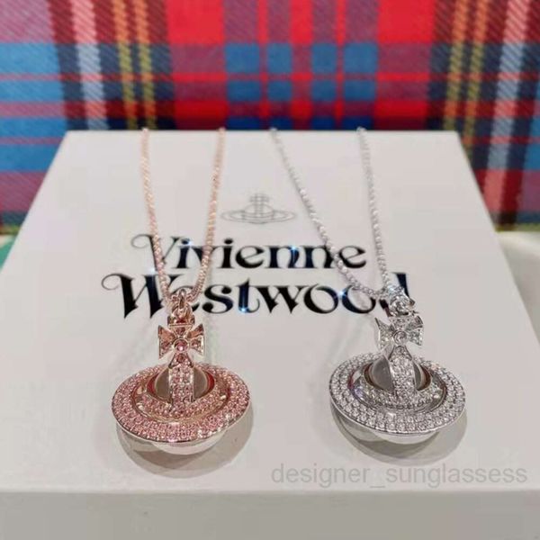 Colar Planet Colar de designer para mulher Vivienen Joias de luxo Viviane Westwood Westwood Colar de pérolas planeta de diamante duplo com diamante inteiro Saturno