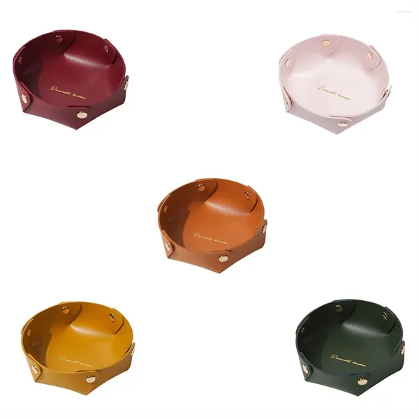 Sacchetti per gioielli 5 pezzi Vassoio portaoggetti in pelle PVC Organizzatore di archiviazione per desktop Decorativo pieghevole Orologio Catchall Ciotola per chiavi portatile