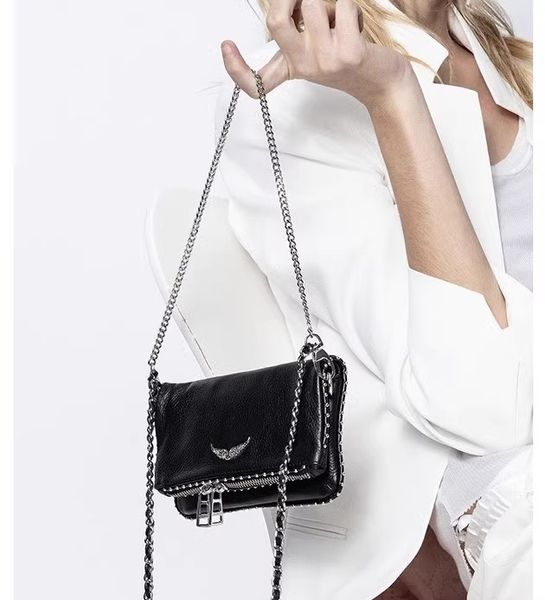 2024Zadig Voltaire ZV Ketten Taschen Designer Flügel Diamant-Bügeln Frau Tasche Frauen Umhängetasche Niet Handtasche Crossbody Geldbörse Leder Cross Body Kette Handtaschen