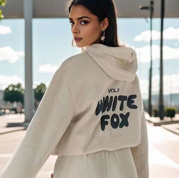 Designer Tracksuit White Fox Hoodie Define Dois 2 Peça Mulheres Roupas Roupas Esportivas Manga Longa Pulôver Com Capuz Primavera Outono Inverno Venda Quente