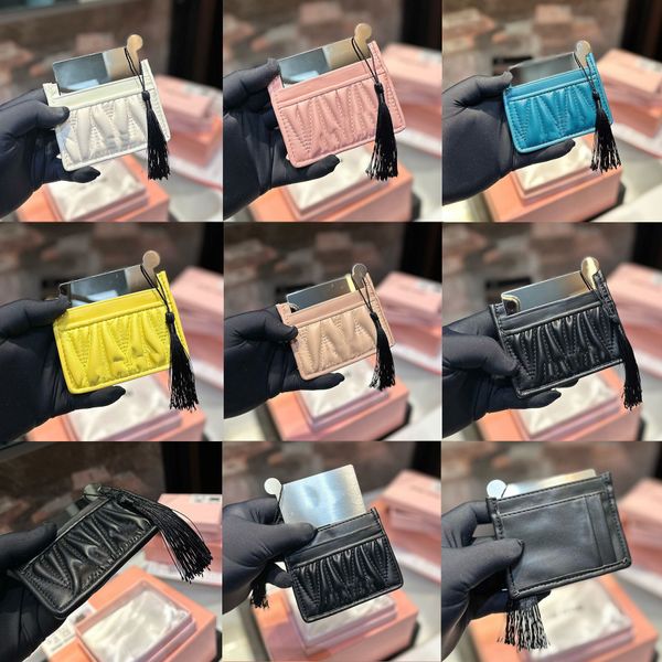 Morbida pelle di pecora Clip porta carte moda mui mini designer in pelle sei slot verticale porta carte in metallo pochette portafoglio borsa di alta qualità