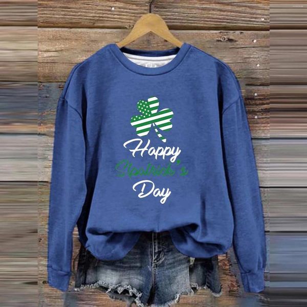 Damen-T-Shirts, Rundhalsausschnitt, langärmelig, mit St. Day-Aufdruck, Happy American Flag-Shirt