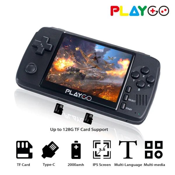 Jogadores WOLSEN Playgo atualizado 3,5 polegadas IPS Retro Video Handheld Game Console Construído em 16GB SD Card 64 Bit Emulator Console para PS1 GBA