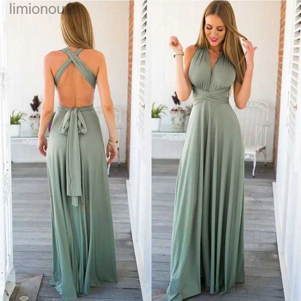 Urban Sexy Kleider, formelles Kleid für Damen, eleganter Abend, langes, tiefes V-Neckholder-Kleid, wandelbar, Multi-Wege-Wickel-Maxi, griechische Kleider, Hochzeits- und Partykleid, 240223