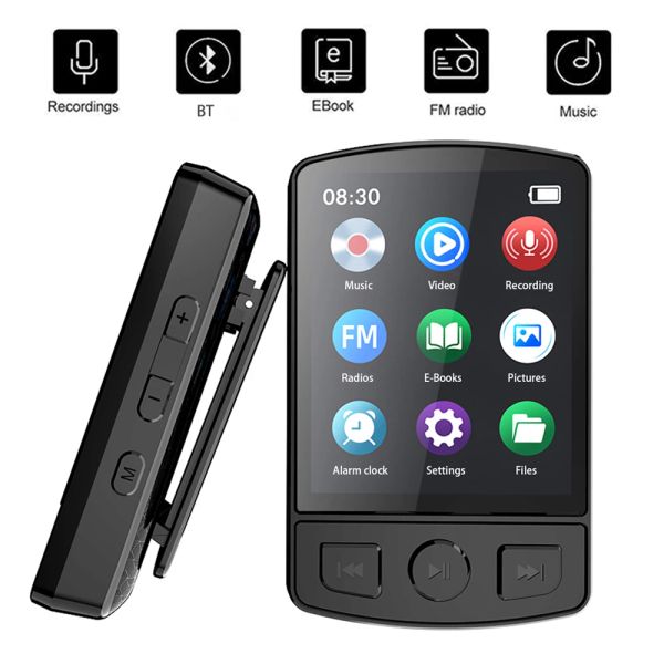 Alto-falantes portátil MP3 Player Bluetooth HiFi Stereo Speaker Mini MP4 Reprodução de vídeo com tela LED FM Radio Gravação EBook para Walkman