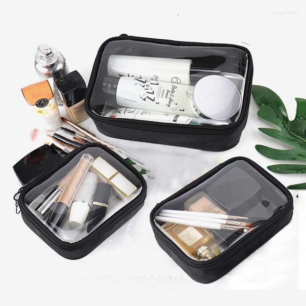 Kosmetiktaschen, 3 Größen, transparent, TPU, wasserdicht, Make-up-Tasche, atmungsaktives Mesh, Comestic-Beutel, Reise-Kulturbeutel, Federmäppchen für Damen, Waschaufbewahrung