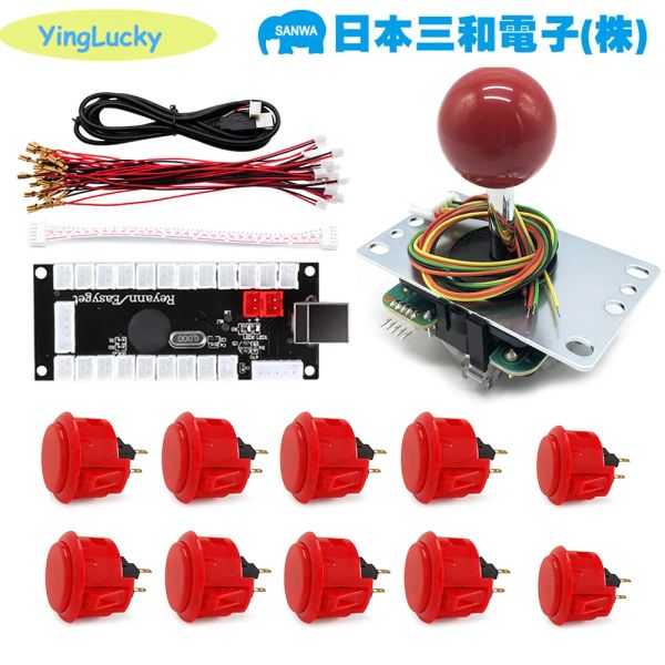 Joysticks Orijinal Sanwa Joysticks Kit 10 PCS ile Sanwa Obsf Düğmesi Sıfır Gecikme USB Encoder Ahududu Pi Nintendo Arcade Mame