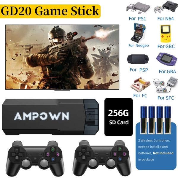 Console GD20 Game Stick X2 Console per videogiochi 70KGames Emuelec4.3 CPU Aigame 905M Controller wireless 4K HD Giochi retrò per PS1 N64