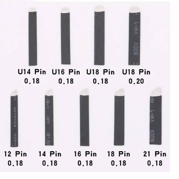 MAKİNE 100 PCS/ 0.18mm Mikrobladlı İğneler Dövme Kaş Guoider Kalem Pahsement Makyaj Kaş Dövme Malzemeleri