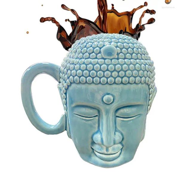 Tazze Tazza da tè in ceramica Tazza con testa di Buddha in ceramica Zen Home Office Decorazione e buona fortuna Acqua 450 ml Caffè creativo