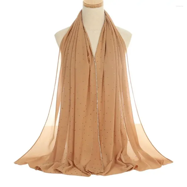 Lenços luxo ouro chiffon cabeça lenço mulheres cor sólida hijab musulman femme xale macio envoltório longo muçulmano