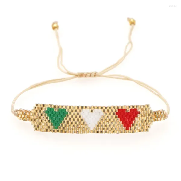 Braccialetti con ciondoli Bracciale vintage con cuore nero amore Bracciale bohemien fatto a mano geometrico verde bianco con perline intrecciate Gioielli da donna all'ingrosso