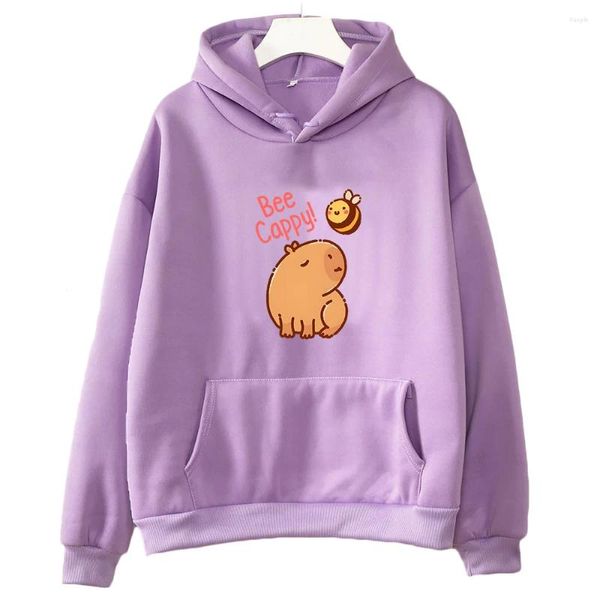 Moletons femininos abelha cappy animal trocadilhos impressos com capuz feminino roupas gráficas fofas outono/inverno unissex pulôveres de lã gola redonda casual