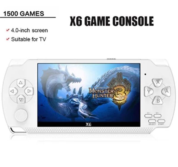 Giocatori X6 Mini console di gioco portatile portatile da 4.0 pollici 8G 32G Preinstalla 1500 giochi gratuiti Supporto TV Out Video Game Machine Boy Player