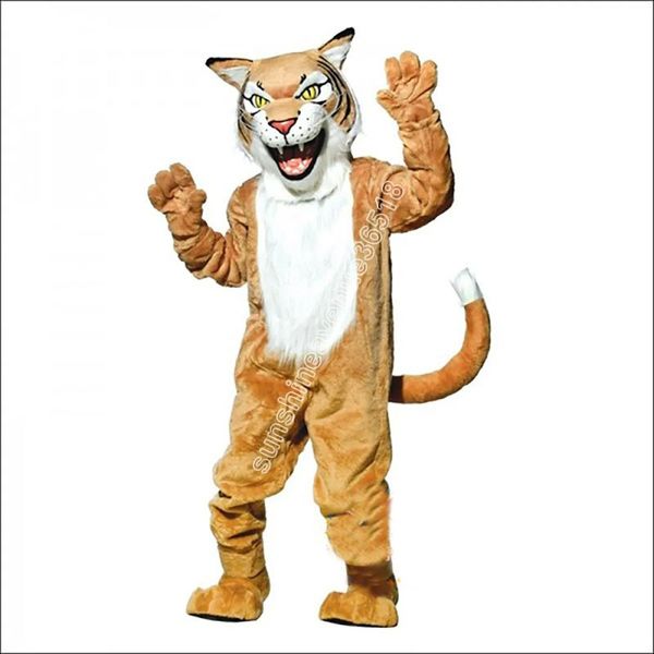 Costume da mascotte Wildcat di alta qualità Top Cartoon Personaggio a tema anime Carnevale Unisex Adulti Taglia Natale Compleanno Festa Abito da esterno