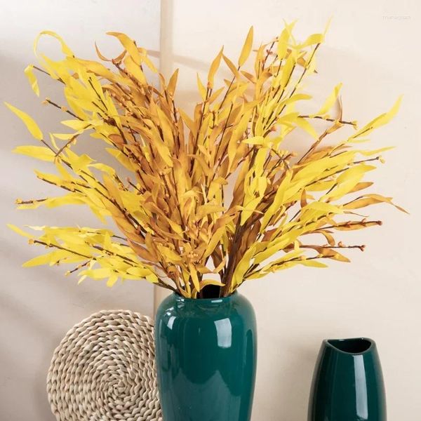 Декоративные цветы, желтые искусственные листья бамбука, растения из шелковой ткани для свадебного декора, аксессуары для домашнего сада и офиса