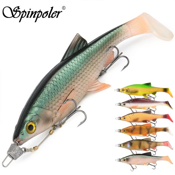 Lures spinpoler 20cm yumuşak yemler 3d nehir hamyası ile Stingers teçhizat kancası seti 5G 10G 20 balıkçılık cazibesi seti deniz bas pike balıkçılık takımı