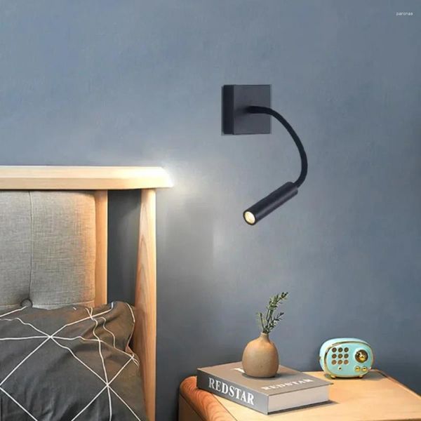 Lampada da parete Lampada da comodino a LED minimalista nordica con tubo regolabile El Letto Corridoio Testiera da lettura
