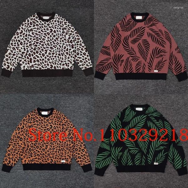 Maglioni da uomo Casual semplice di tutti i giorni WACKO MARIA Pullover lavorato a maglia Maglione retrò con stampa leopardata colorata hip-hop