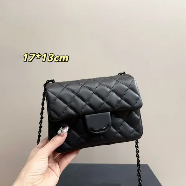 17/19/25cm Designer feminino All Black ombro de ombro clássico FLAP CLÁSTICO DE CHAPELAÇÃO LATTICE DIAMENTO LATTICE BLACK HARDWARE