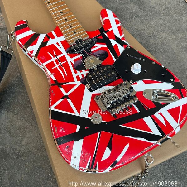 Classic Eddie relic Van Halen versione 82 anni Franken Chitarra elettrica / Striscia nera bianca / Invecchiato pesante / Spedizione gratuita