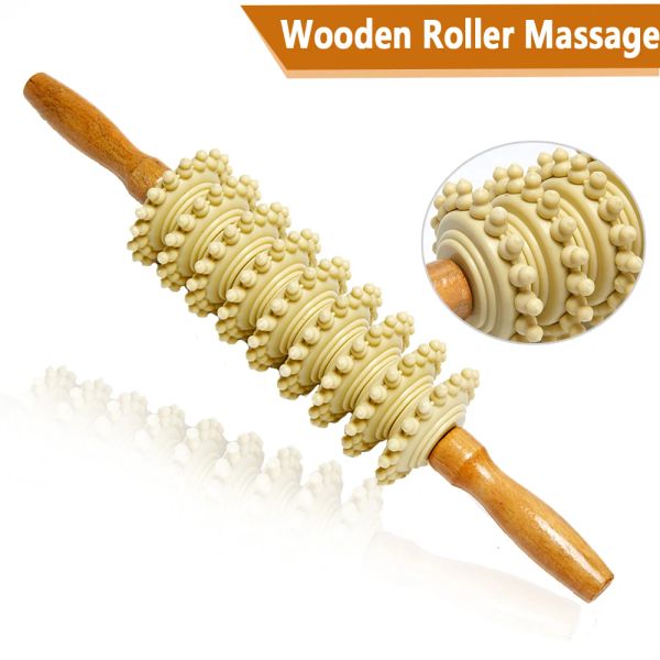 Rullo rilassante Massaggiatore Agopuntura per la schiena Bastone per massaggio corpo in legno Assistenza sanitaria Rilassamento muscolare per braccio Piede Anticellulite Perdita di peso