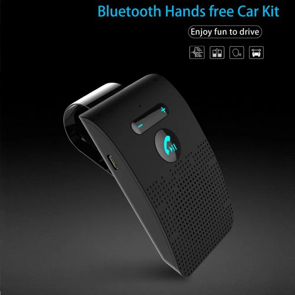 Altoparlanti Kit vivavoce per auto Bluetooth 5.0 Clip per visiera parasole Ricevitore audio wireless Vivavoce Altoparlante Lettore musicale con microfono