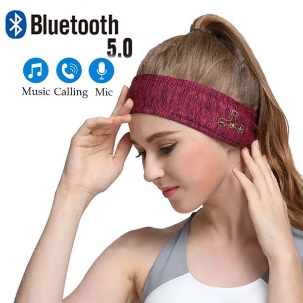 Kopfhörer/Headset JINSERTA Drahtloses Bluetooth 5.0 Headset Stricken Musik Stirnband Headset Schlaf Sport Kopftuch Laufen Yoga Fitnessstudio Kopfhörer