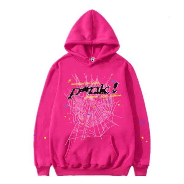 2024 Erkek Kadın Hoodies Genç Thug Yüksek Kaliteli Tasarımcılar Hip Hop P*Nk Web Puff Baskı SP5der 555555 Hoodie Angel Örümcek Sweatshirt Ağır Kumaş Külot Moda