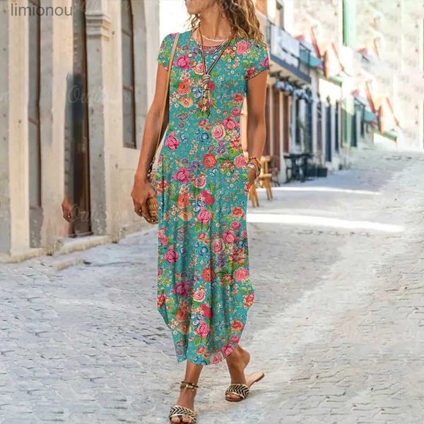 Abiti sexy urbani Abito da donna con stampa floreale 2023 Abito da sera da donna elegante e carino Moda estiva Abiti midi sexy da donna per le vacanze allentate 240223