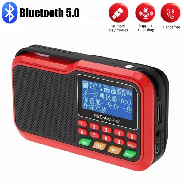 Спикеры Портативный FM Radio Mini Radio Receiver Bluetooth Speaker Music Player с LCD -дисплеем поддержки Handsfree TFCARD/USB/HADEPE