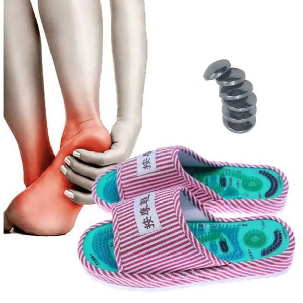 Strumento Agopuntura Pantofole per massaggio ai piedi Scarpe sanitarie Shiatsu Sandali magnetici Agopuntura Piedi sani Cura Massaggiatore Scarpe magnetiche