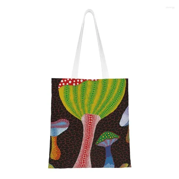 Borse per la spesa Yayoi Kusama Art Grocery Borsa a tracolla shopper in tela stampata Borsa per artista giapponese portatile di grande capacità