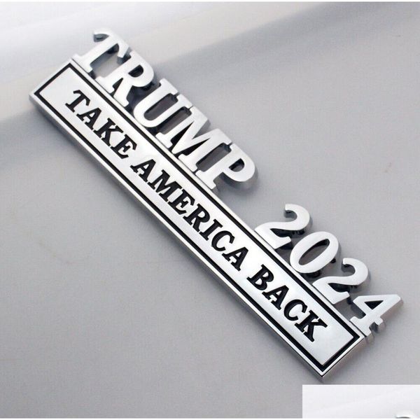 Decorazione del partito Metallo Trump 2024 Riprendi l'America Indietro Adesivo distintivo per auto 4 colori Consegna goccia Giardino domestico Forniture festive Evento Dh6Fl