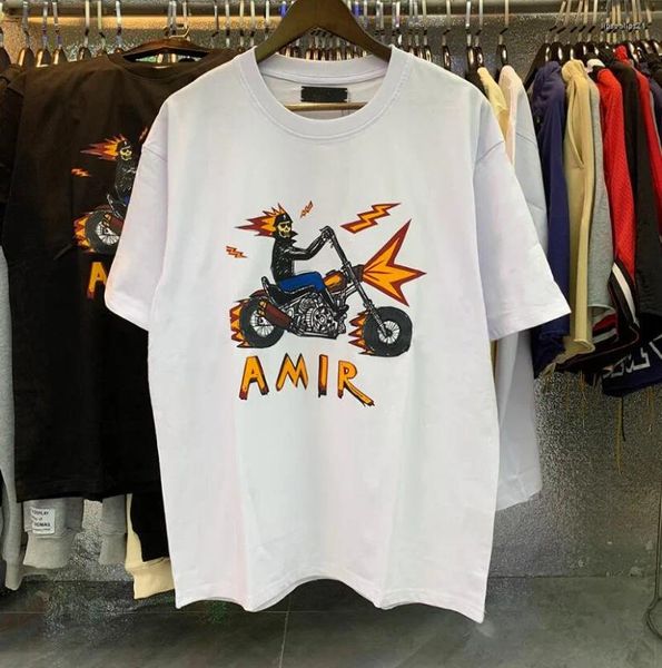 Erkekler Tişörtleri 2024 Şık O yaka T-Shirt Erkek Kafatası Renkli Mektup Baskı Kısa Kollu Tee Biker Yüksek Kaliteli Sosyal Kulüp Homme Üstler